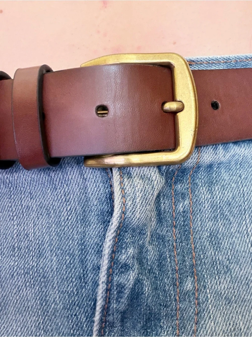 Brown faux leather belt